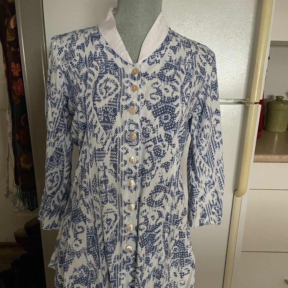 Blue Sky 3/4 Sleeve Rayon Tunic Top